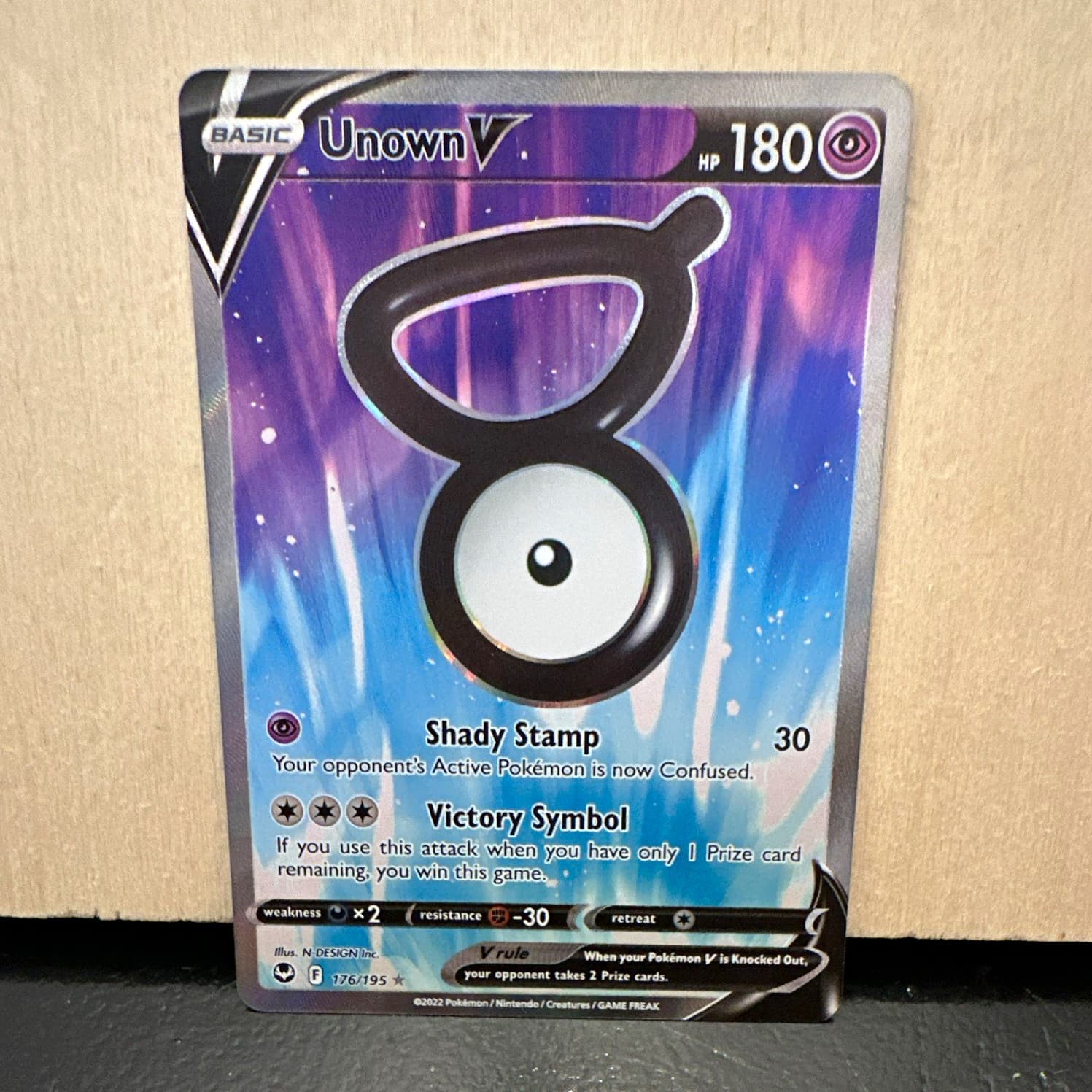 Unown V 176/195 SWSH12 Silver Tempest  Full Art Holo Pokemon Card