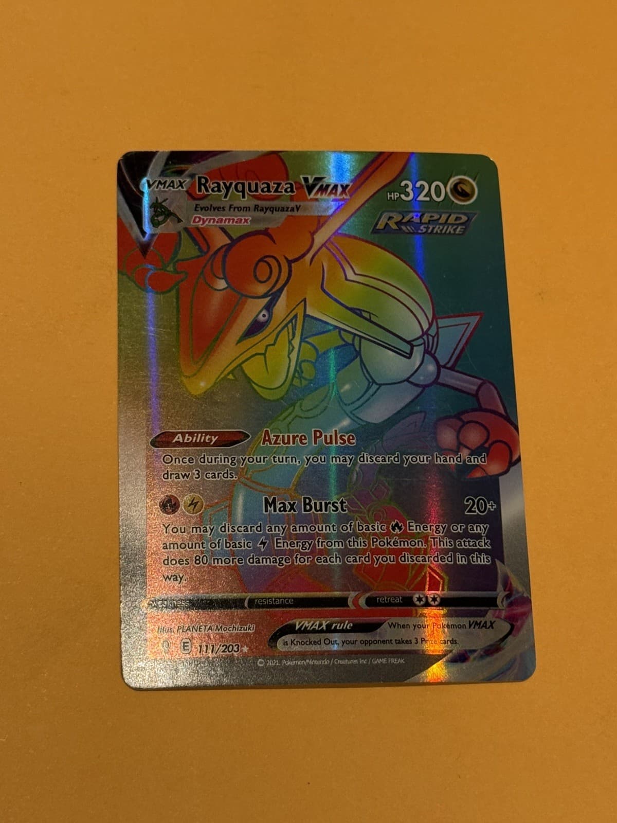 Rayquaza VMAX (Secret) 217/203 SWSH07: Evolving Skies Holo POKEMON Rainbow