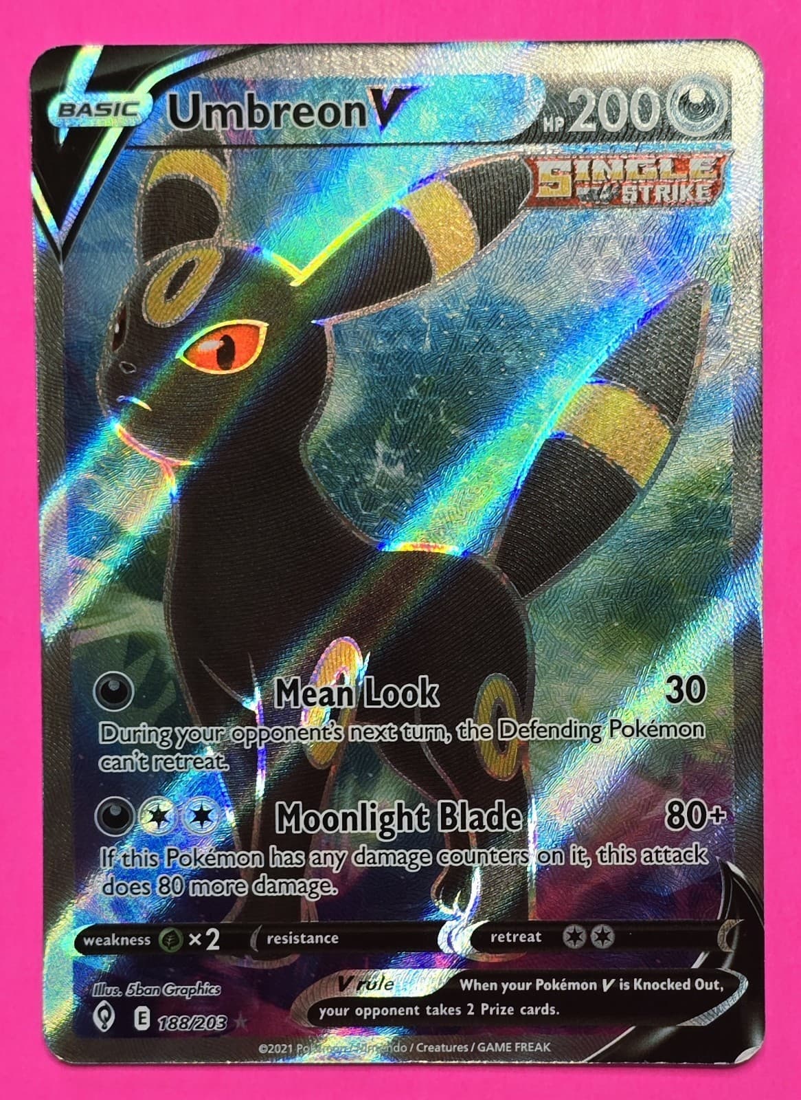 2021 😺 Umbreon V 188/203 Evolving Skies Pokemon Full Art Rare Raw