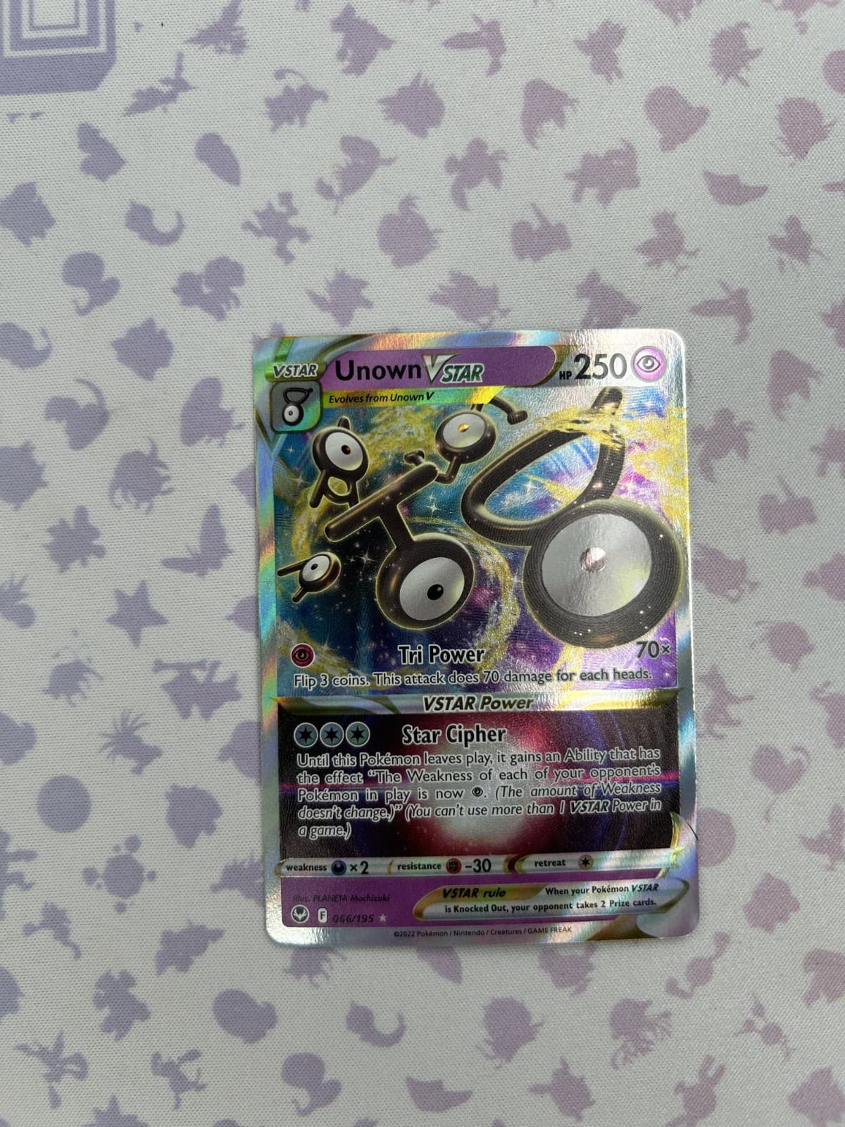 Unown VSTAR 066/195 Swsh12: Sword & Shield - Silver Tempest Holo