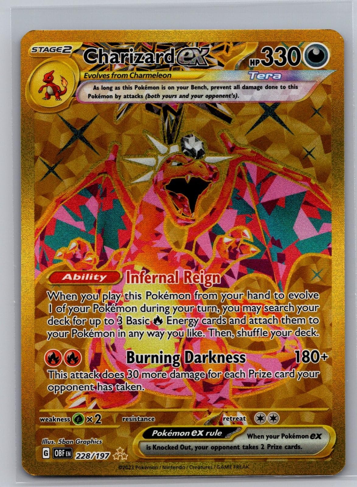 Charizard ex 228/197 Hyper Rare Obsidian Flames Pokemon Holo NM 5ban Graphics