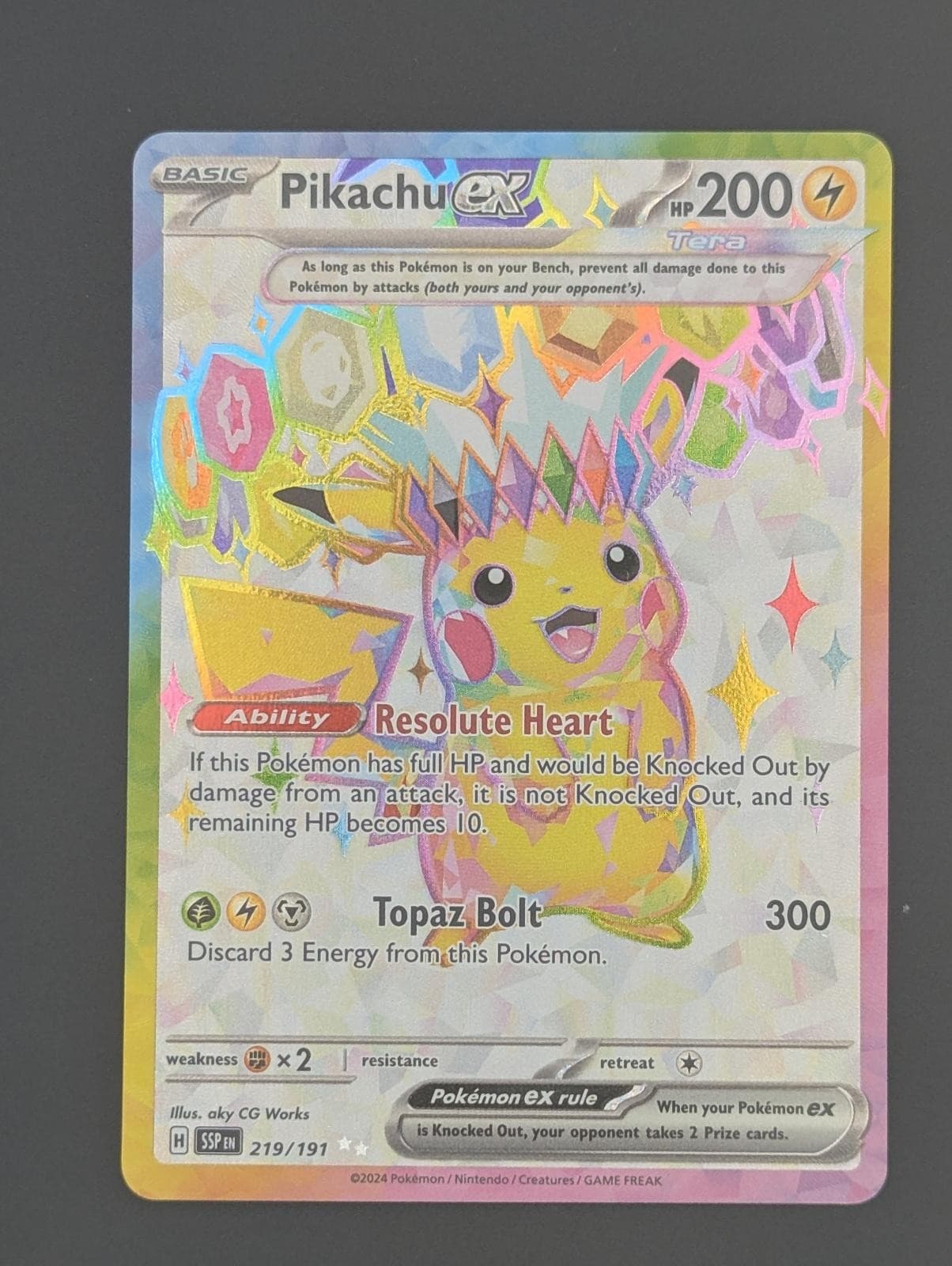 SURGING SPARKS PIKACHU EX 219/191 ULTRA RARE POKEMON HOLO NM
