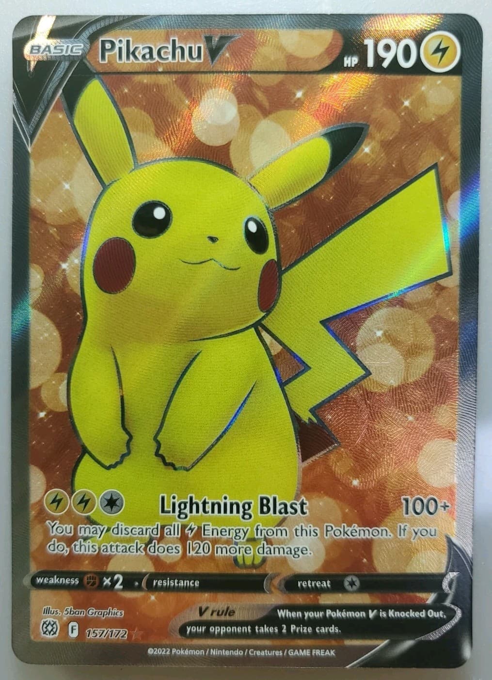 Pikachu V - 157/172 - Pokemon Brilliant Stars Sword Shield Full Art Rare Card NM