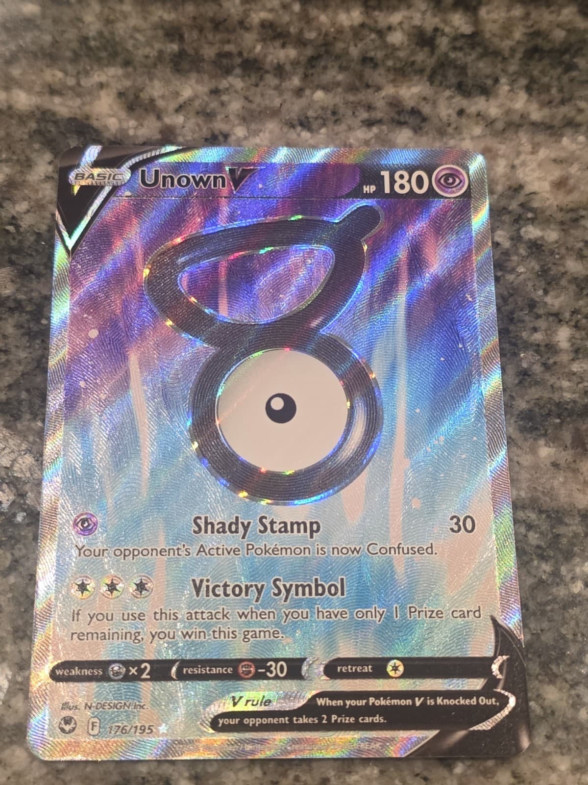 Unown V 176/195 Full Art Ultra Rare Sword & Shield: Silver Tempest Pokemon 