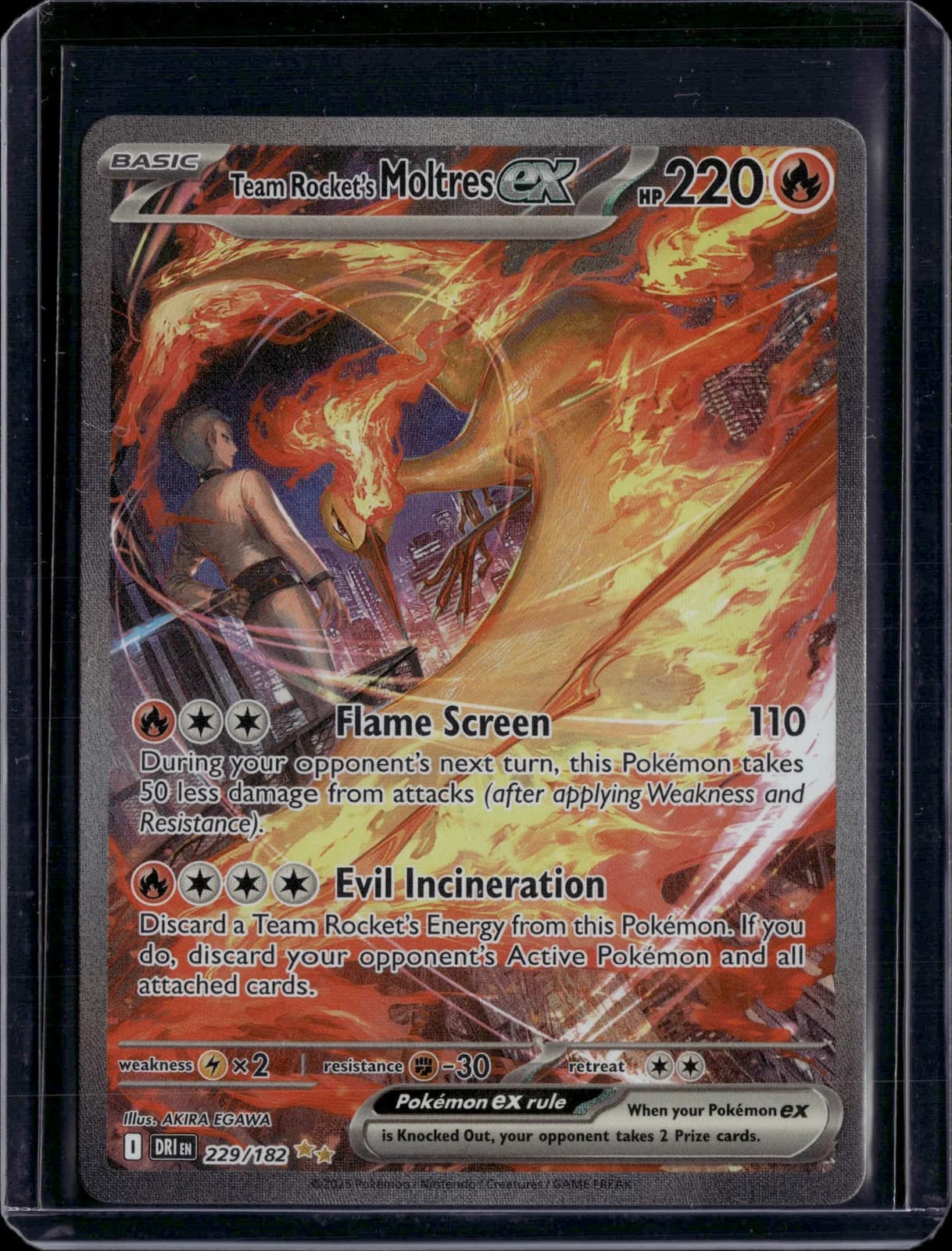 2025 Destined Rivals Team Rocket's Moltres EX Holo Secret Rare SAR #229/182
