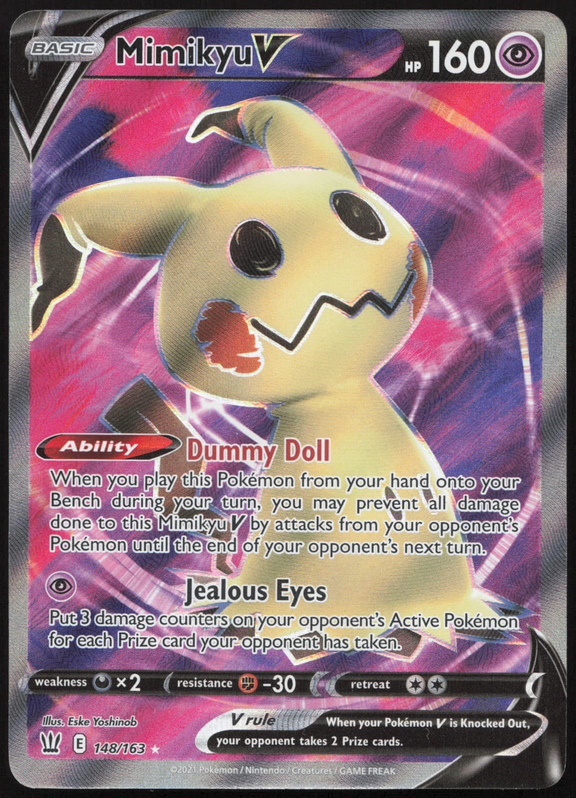 Mimikyu V (Full Art) Ultra Rare SWSH05: Battle Styles 148/163 NM EN