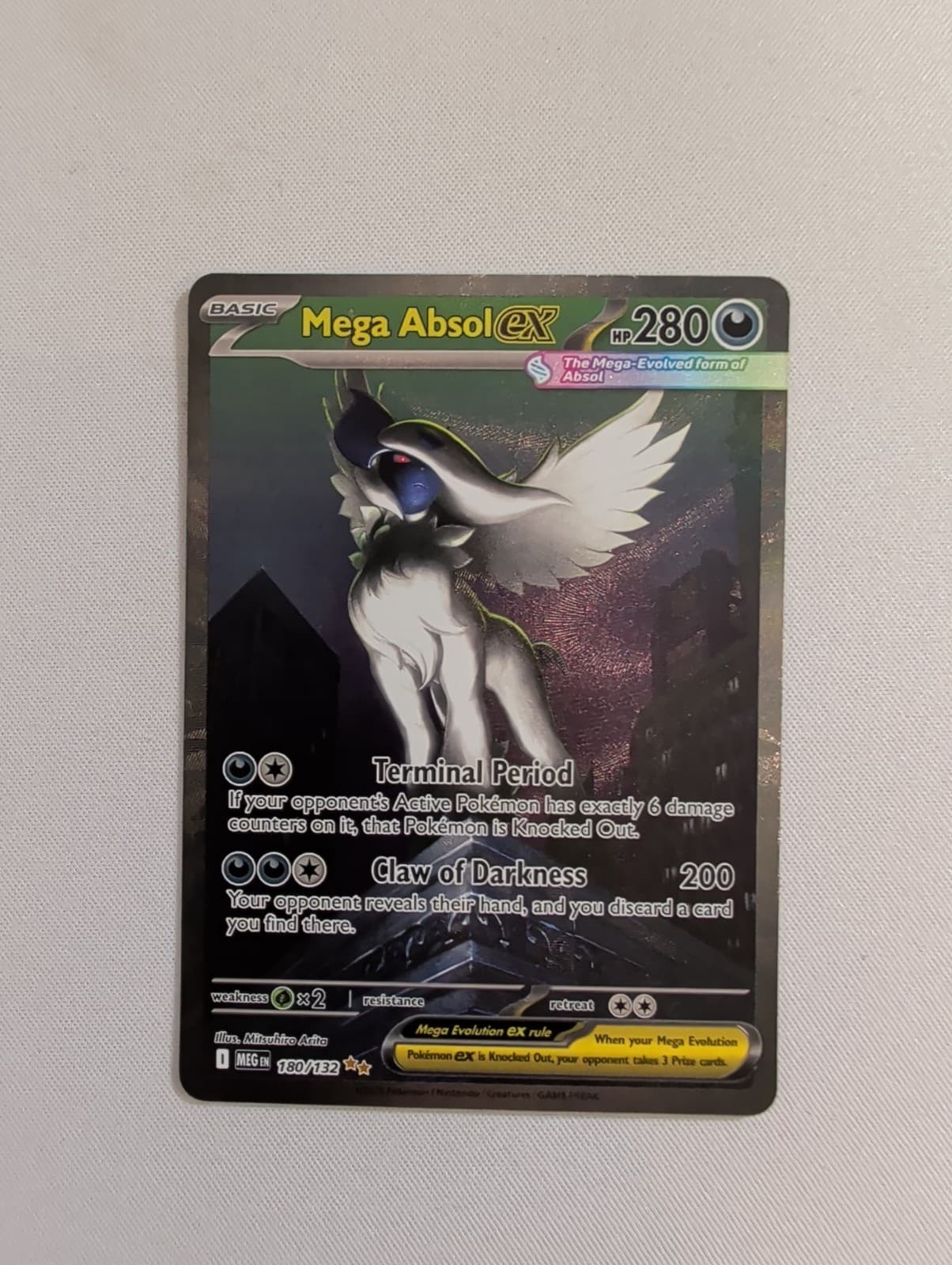 Mega Absol EX 180/132 Me01: Mega Evolution Secret Rare Holo 280 HP ENG