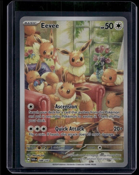 Pokemon TCG Eevee 188/167 Twilight Masquerade Illustration Rare Nm