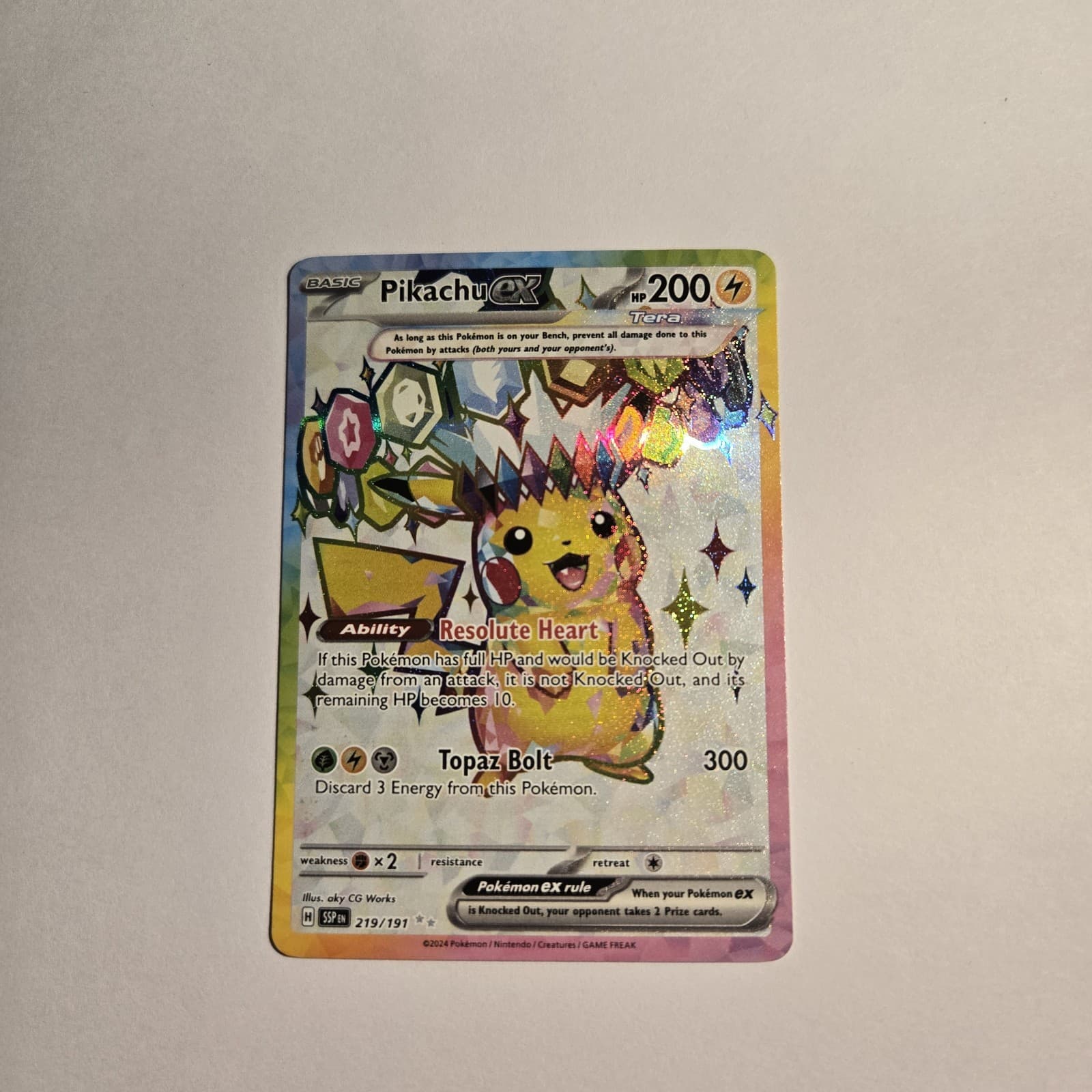 Pikachu EX 219/191SV08: Surging Sparks Holo Card NM Condition