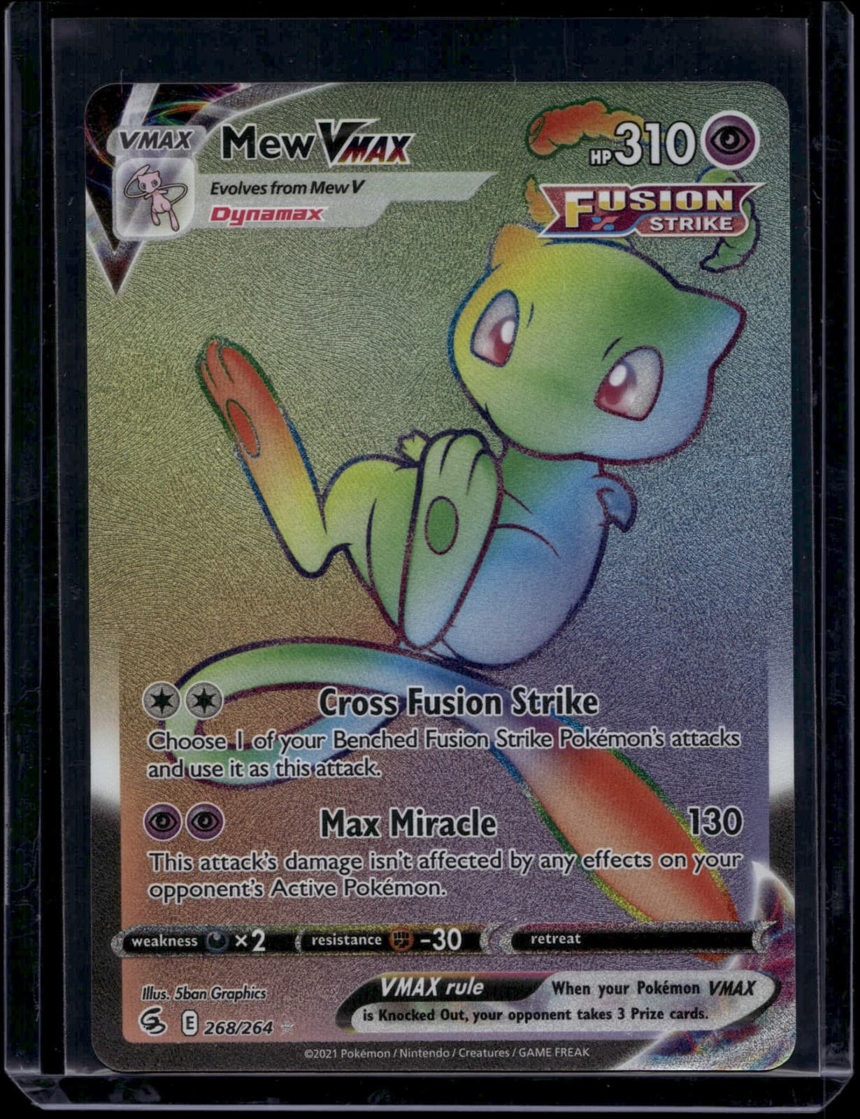 Pokemon TCG Mew Vmax 268/264 Sword & Shield Fusion Strike Secret Rare NM