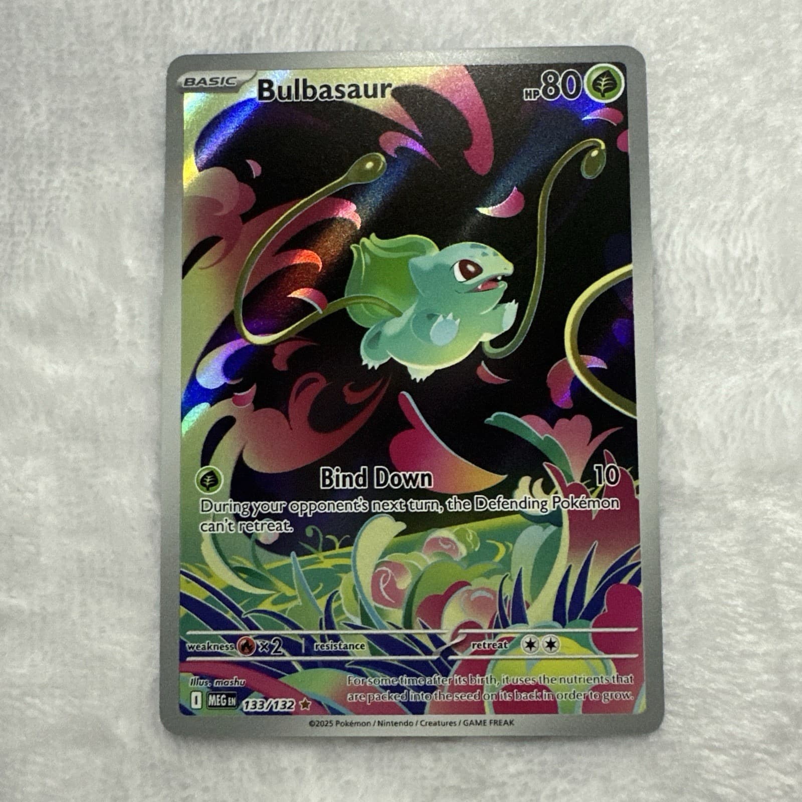 Pokémon TCG Bulbasaur 143/142 SV07 IR Full Art Holo - Mega Evolution stamped