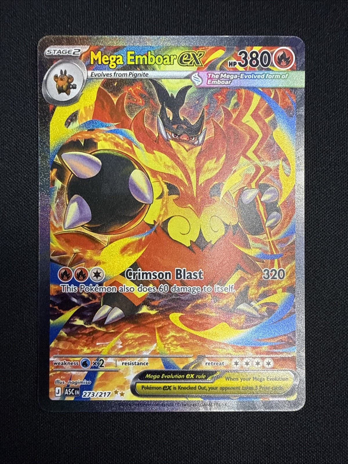 Mega Emboar EX Full Art Holo 273/217 ASC 380 HP EN