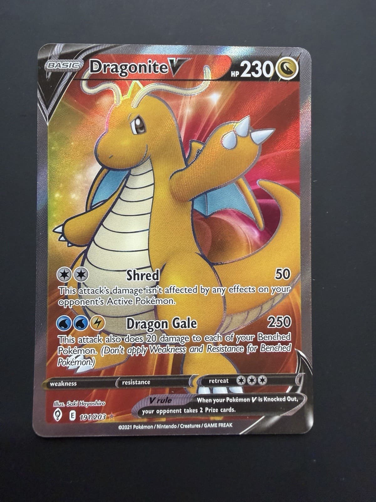 Dragonite V (Full Art) 191/203 SWSH07: Evolving Skies Holo