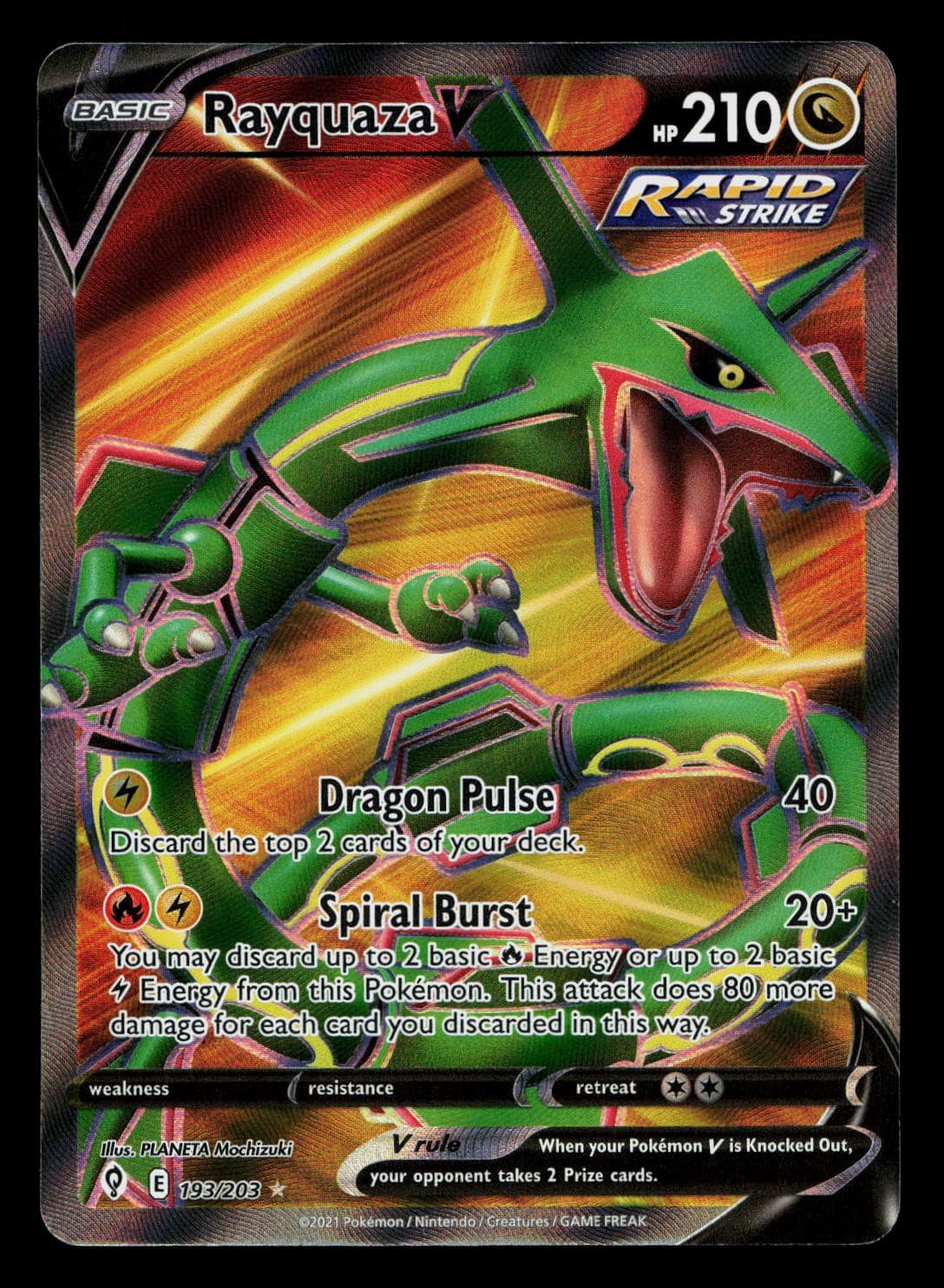 SWSH07: Evolving Skies #193/203 Rayquaza V (Full Art)